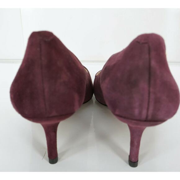 Tory Burch Purple Suede Elizabeth High Heel Pointy Toe Pumps - Picture 4 of 10